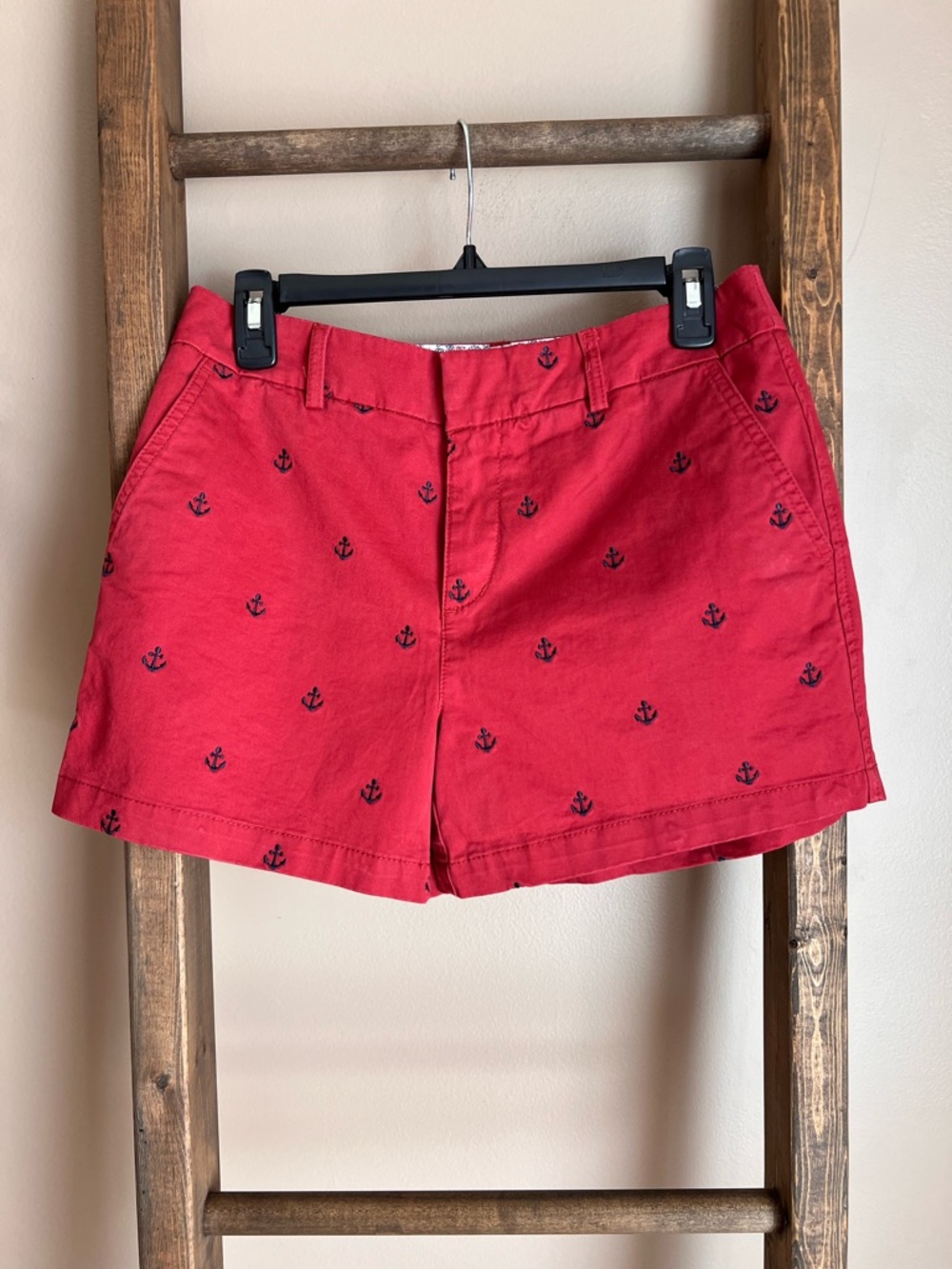Jones New York Red Anchor-Embroidered Cotton Bermuda Shorts SEE COMMENTS